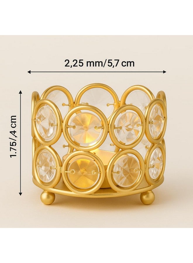 CentraLit حامل شموع كريستال سنترا ليت للإضاءة المنزلية، عناصر ديكور ديوالي، شموع صغيرة - هدية عودة للزفاف، هدايا الشركات، ديكور الطاولة (ذهبي (عبوة من 4)) - Image 3