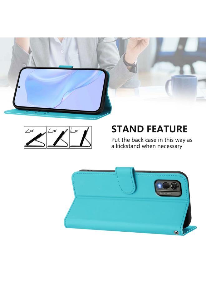 إيروريكس جراب لهاتف Nokia C32 مصنوع من الجلد بلون سادة مع حبل تعليق - Image 3