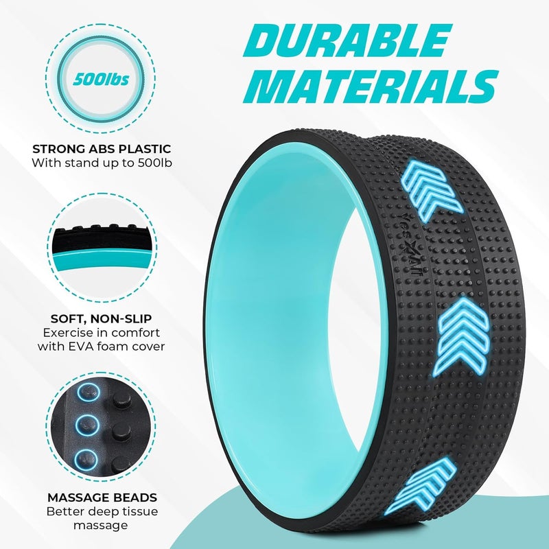 YES4ALL 500 رطل عجلة العمود الفقري أسطوانة رغوة عجلة اليوغا لآلام الظهر تمدد تدليك نقاط الزناد للظهر والورك والرقبة - Image 2