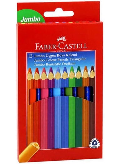 FABER-CASTELL - FC Jumbo Triangle Crayon 12 Colors Cardboard Box 5171116615 - Image 1