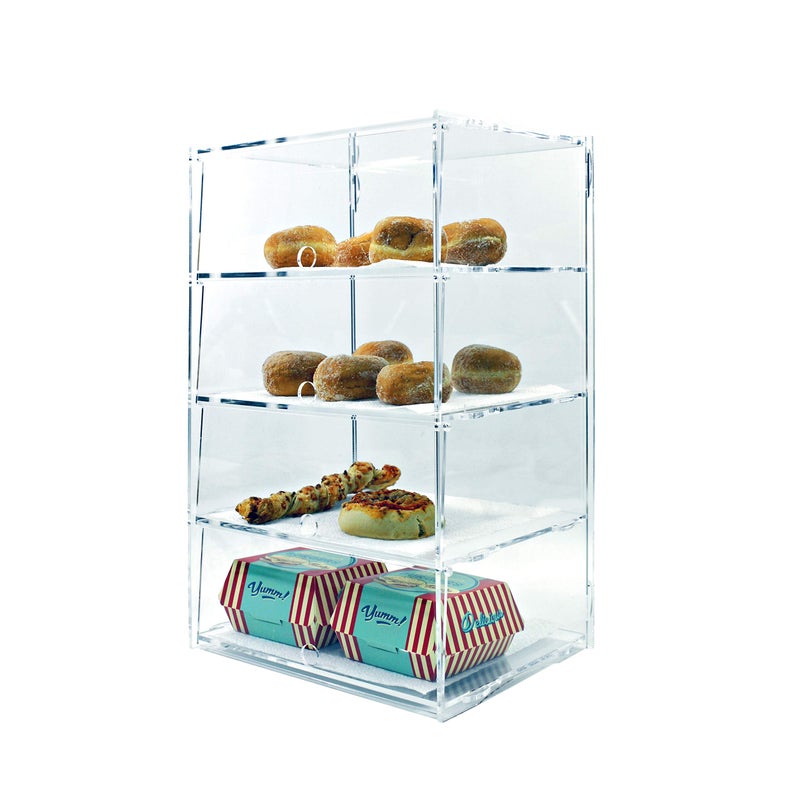 Display Stands 4 Tier Acrylic Counter Bakery Pastry Display Cabinet  Cakes Doughnuts Cupcakes Pastries 300mm Wide x 500mm High DS304CFBA