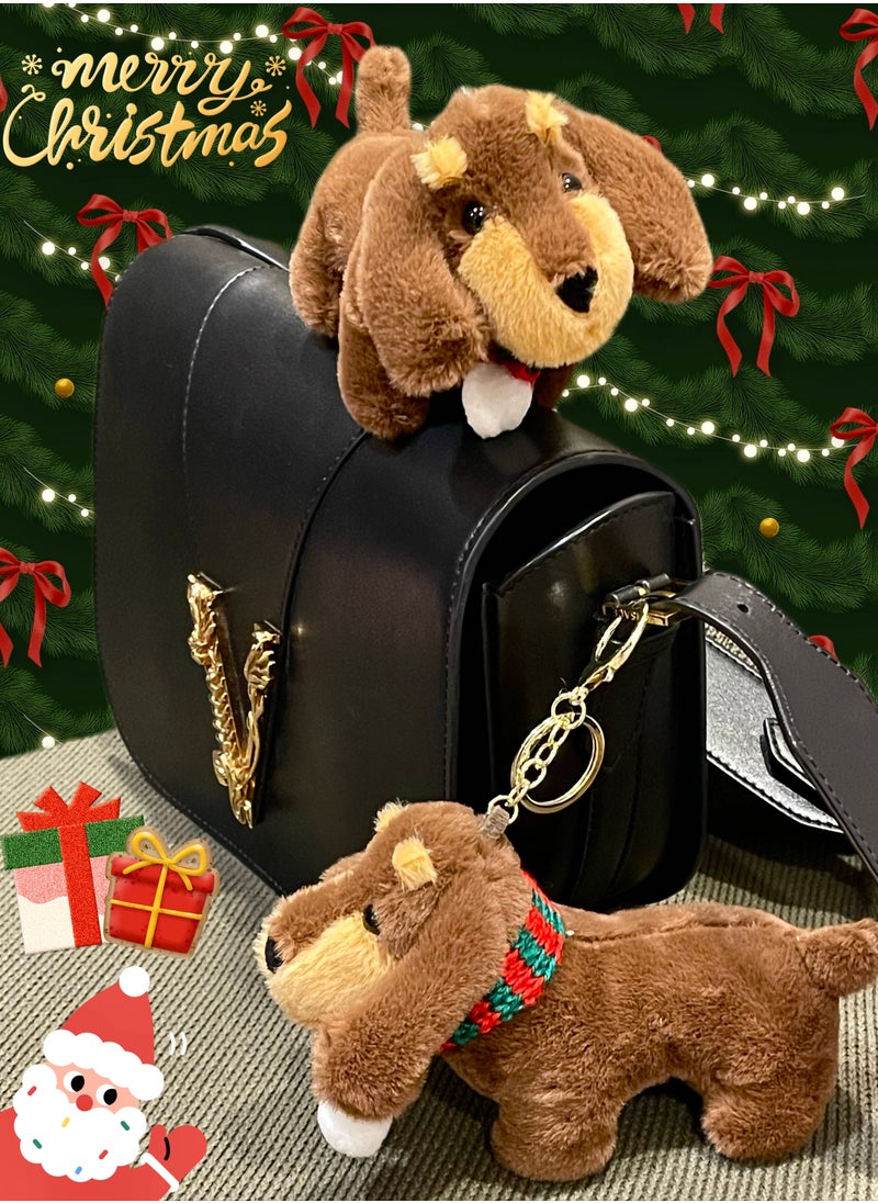 Generic Adorable Puppy Keychain & Dog Bag charm with Santa Claus Decorations - Perfect and Soft Christmas Tree Toys for Kids & Women - Cute Christmas Gifts & Cuddling Toys(1pc)  - Image 1