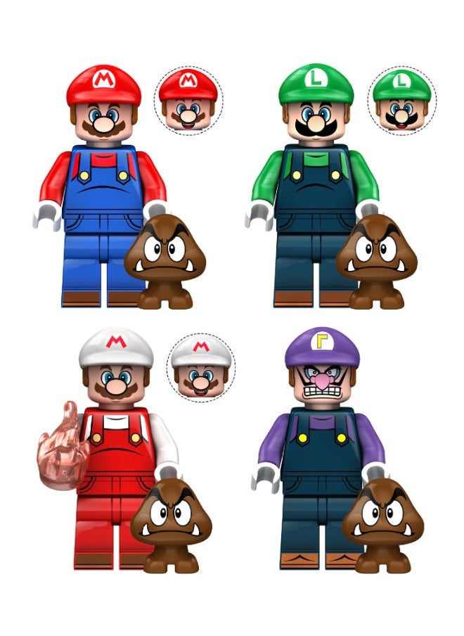 XINH 4PCS Super Mario Series Characters Mini Action Figures Set, High Quality Mini Figures Series Stitching Toys Playsets for Collectors and Kids  - Image 1
