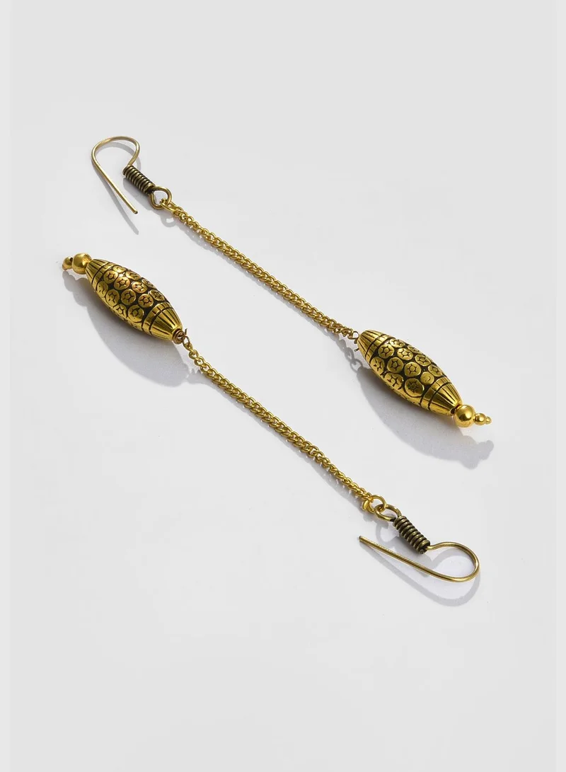 SOHI Gold Plated Designer Chain and Earrings Set