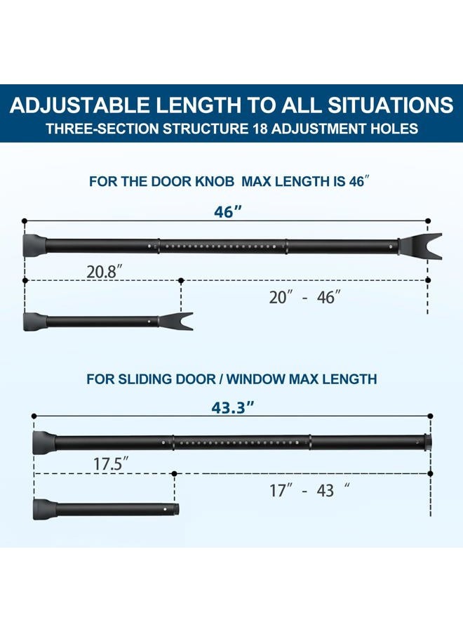 Rerishom Door Security Bar, Rerishom Door Stoppers Security bar,Heavy Duty Door Lock Security Door Jammer Door Stopper for Apartment, Hotel Room,Screen Door Hardware (Dark Black, 2 Pack) - Image 2