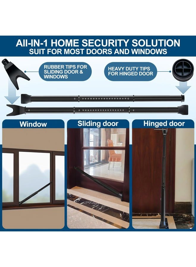 Rerishom Door Security Bar, Rerishom Door Stoppers Security bar,Heavy Duty Door Lock Security Door Jammer Door Stopper for Apartment, Hotel Room,Screen Door Hardware (Dark Black, 2 Pack) - Image 3