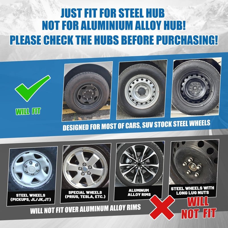 CAROXX 16'' Hubcaps, Universal Wheel Rim Cover R16 Hub Caps, Black Matte, 4 Pack - Image 5
