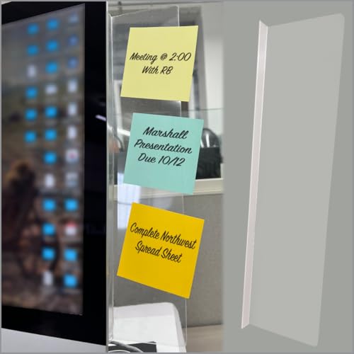 Clip Strip Computer Monitor Memo Board 2 Pack Sticky Note Holder, Semi-Transparent Flexible PVC, Monitor Adhesive Message Boards, Desk Accessories & Workspace Organizers, 12" L x 3" W, Non-Acrylic - Image 1