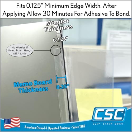 Clip Strip Computer Monitor Memo Board 2 Pack Sticky Note Holder, Semi-Transparent Flexible PVC, Monitor Adhesive Message Boards, Desk Accessories & Workspace Organizers, 12" L x 3" W, Non-Acrylic - Image 3