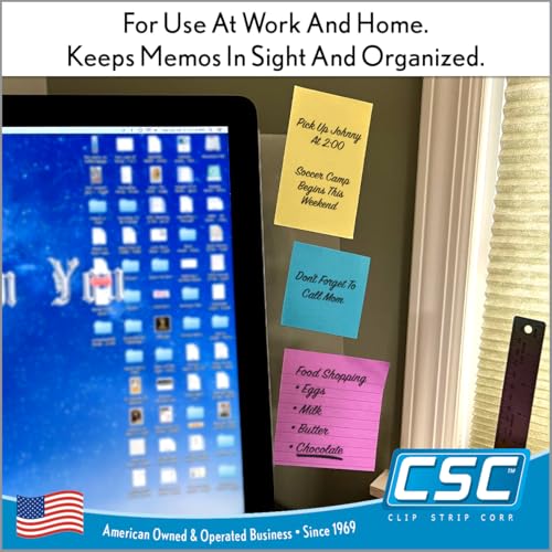 Clip Strip Computer Monitor Memo Board 2 Pack Sticky Note Holder, Semi-Transparent Flexible PVC, Monitor Adhesive Message Boards, Desk Accessories & Workspace Organizers, 12" L x 3" W, Non-Acrylic - Image 4
