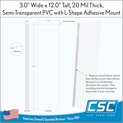 Clip Strip Computer Monitor Memo Board 2 Pack Sticky Note Holder, Semi-Transparent Flexible PVC, Monitor Adhesive Message Boards, Desk Accessories & Workspace Organizers, 12" L x 3" W, Non-Acrylic - Image 2