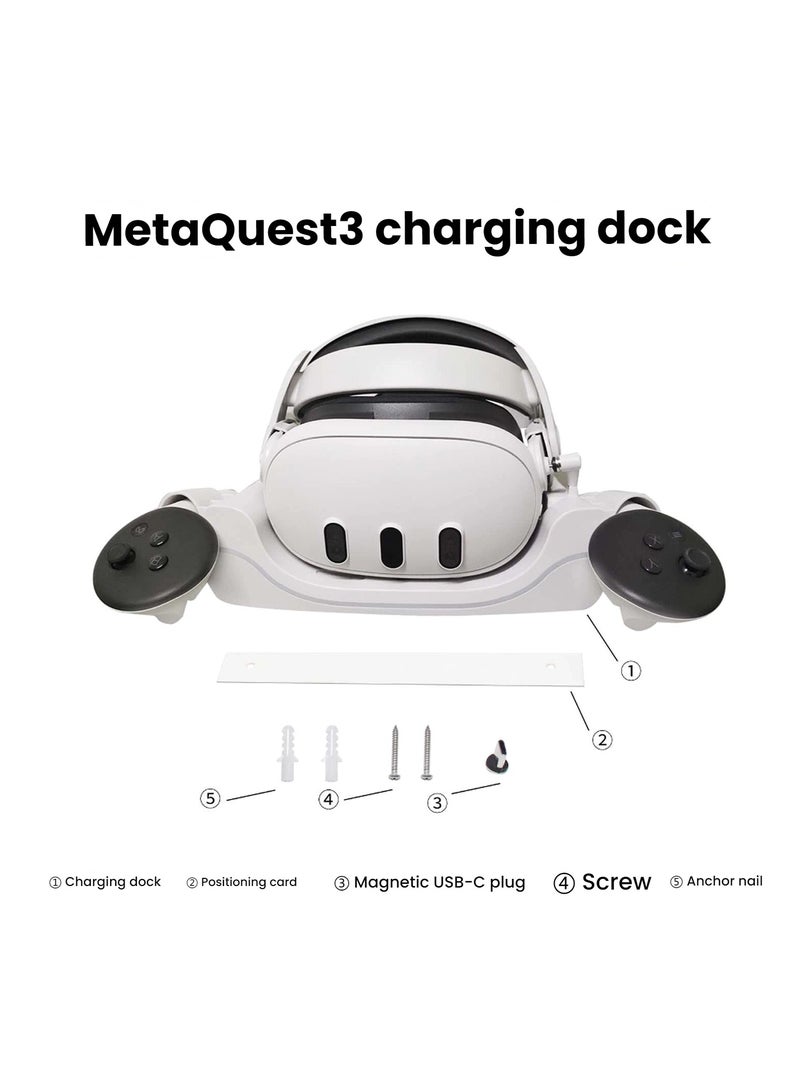 متوافق مع Meta Quest 3 - قاعدة شحن سريع معلقة على الحائط - ملحقات سماعة الواقع الافتراضي - شحن وتخزين أكثر ملاءمة - Image 2