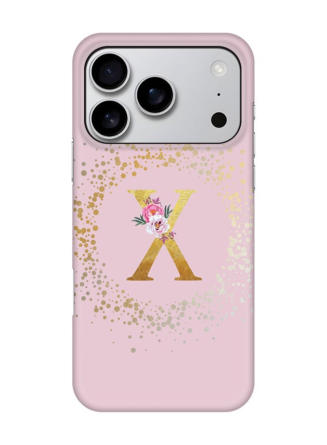 Stylizedd For iPhone 17 Pro,Case, [Compatible with MagSafe] Magnetic cover Slim fit Protection Matte, - Custom Monogram Floral - X  (Pink )