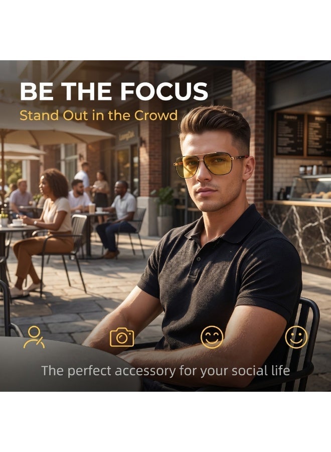 Men Polarized Yellow Tint Sports Sunglasses, Color Shift Lens Driving Eyewear with Premium Leather Case & Cleaning Cloth, Ideal for Fishing Golf Hiking All Season Outdoor Use - Image 5