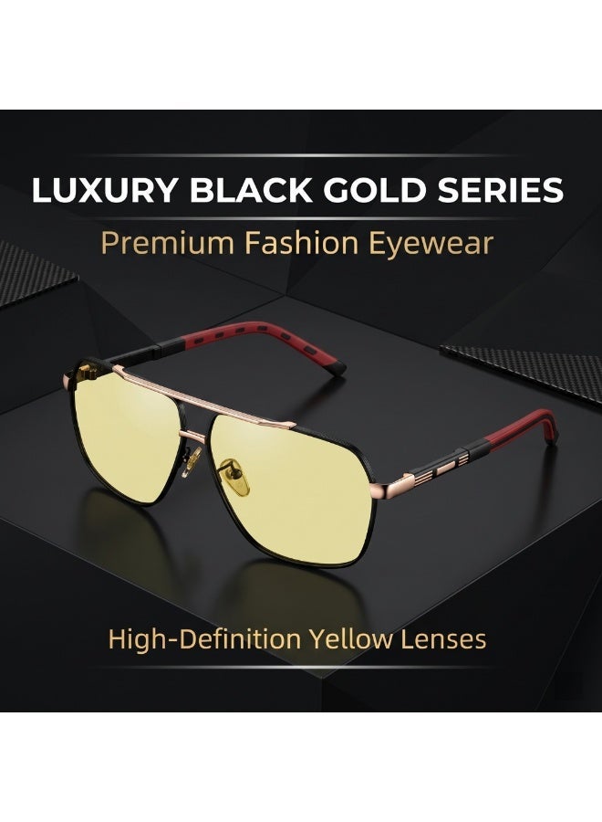 Men Polarized Yellow Tint Sports Sunglasses, Color Shift Lens Driving Eyewear with Premium Leather Case & Cleaning Cloth, Ideal for Fishing Golf Hiking All Season Outdoor Use - Image 3