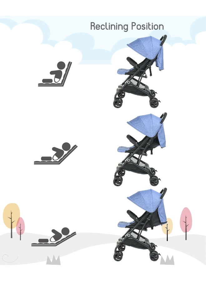 Babyhug Easy Travel Z-Fold Cabin Stroller, Lightweight Trolley Handle, EN 1888 Certified, Blue, 6 Months to 3 Years, 71 x 49.5 x 103.5 cm - Blue - Image 4