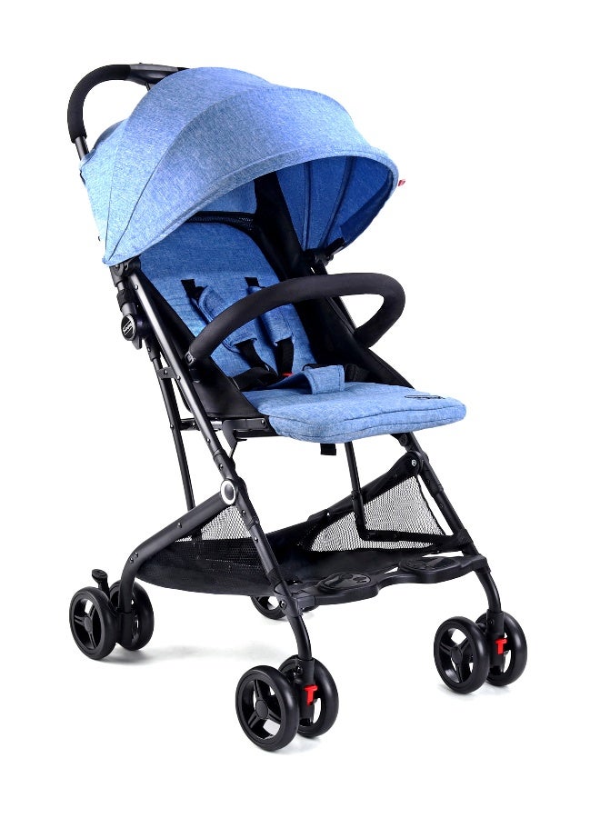 Babyhug Easy Travel Z-Fold Cabin Stroller, Lightweight Trolley Handle, EN 1888 Certified, Blue, 6 Months to 3 Years, 71 x 49.5 x 103.5 cm - Blue - Image 2