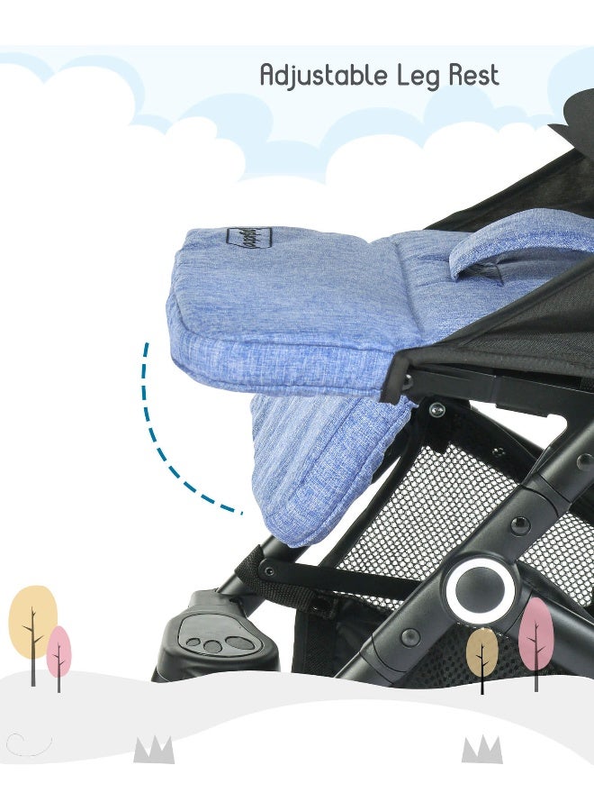 Babyhug Easy Travel Z-Fold Cabin Stroller, Lightweight Trolley Handle, EN 1888 Certified, Blue, 6 Months to 3 Years, 71 x 49.5 x 103.5 cm - Blue - Image 5