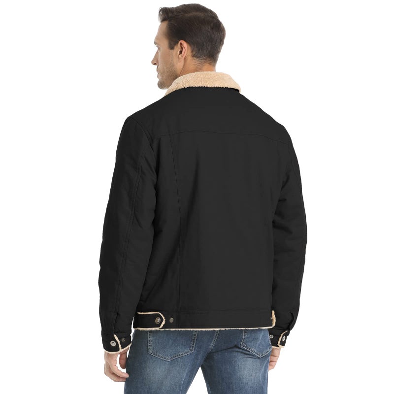 Dr.Cyril Men's Winter Jacket, Cotton Sherpa Fleece Lined Jacket, Warm Trucker Cargo Coats with Pockets - Image 3