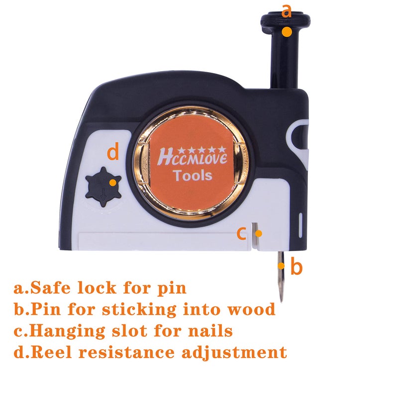 Hccmlove Plumb Bob المغناطيسي - 10.7 أونصة (305 جرام) طقوس راسيا مع مبراة سلسلة 14.5 قدم (4.5 متر) 2 قلم رصاص خط بكرة تستخدم في البناء يمكنها تمديد الخط تلقائيًا وتثبيت Plumbob بسرعة - Image 4