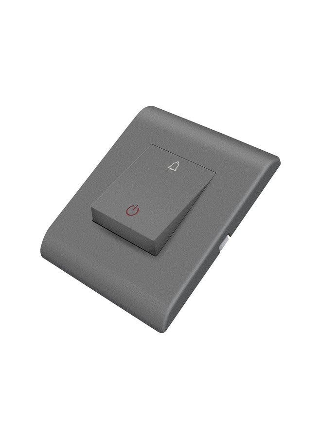 Wipro Northwest (Nowa) Switch Combo of 2M Plate + 2M 6A Palm Bell Push, Silver Grey (Kit 2) - Image 2