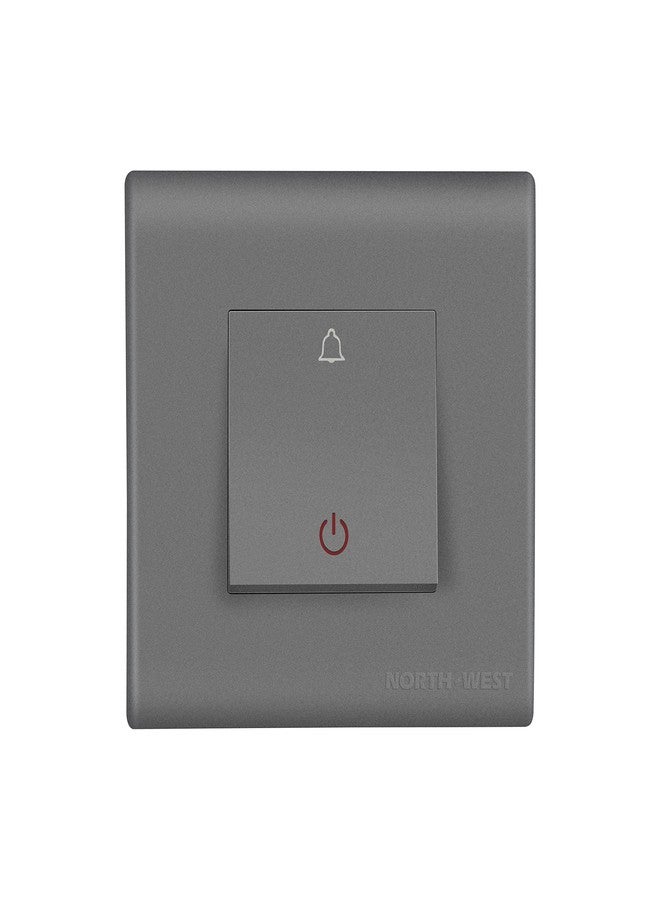 Wipro Northwest (Nowa) Switch Combo of 2M Plate + 2M 6A Palm Bell Push, Silver Grey (Kit 2) - Image 1