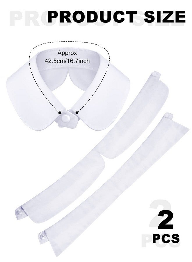 ساتينور SATINIOR قطعتان من الياقات المزيفة القابلة للفصل وياقة ديكي وياقة بلوزة مزيفة للنساء، نمطان، متوسط (أبيض) - Image 2