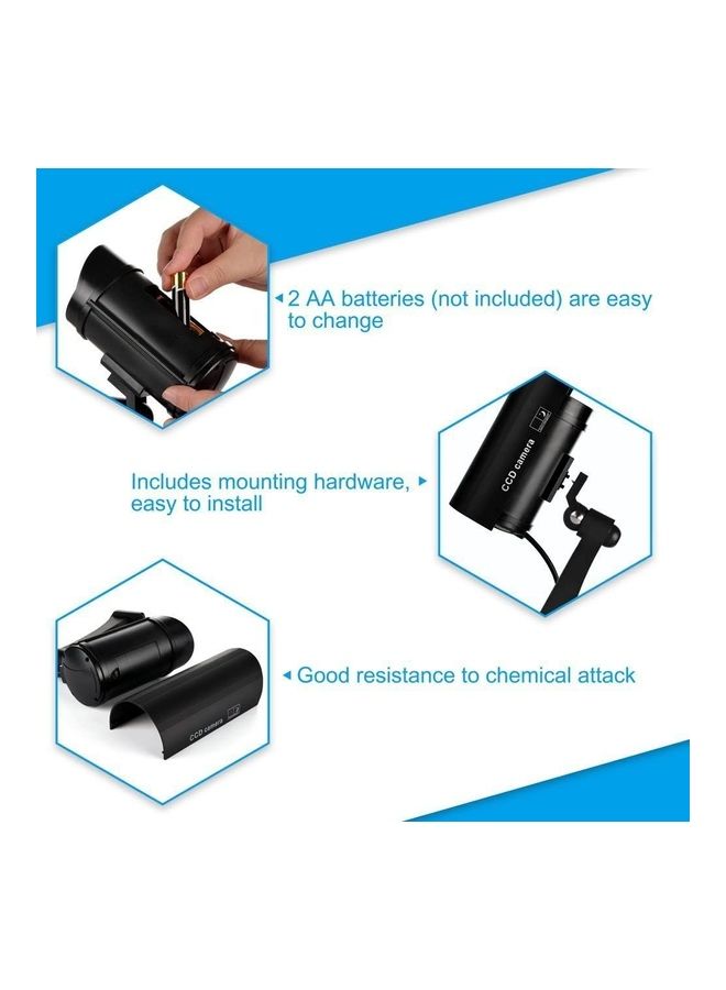 تومفيجن Tomvision Bullet Dummy Fake Surveillance Security CCTV Dome Camera Indoor Outdoor 1 Flashing LED Light and Security Alert Sticker Decals Black - Image 3