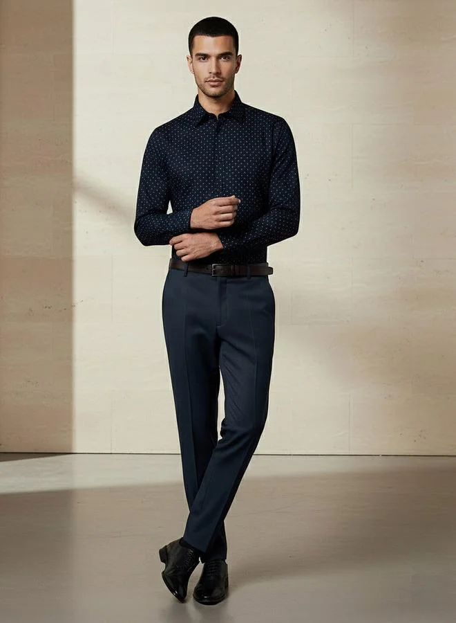 Splash FAV Men Slim Fit Collared Printed Long Sleeve Shirt