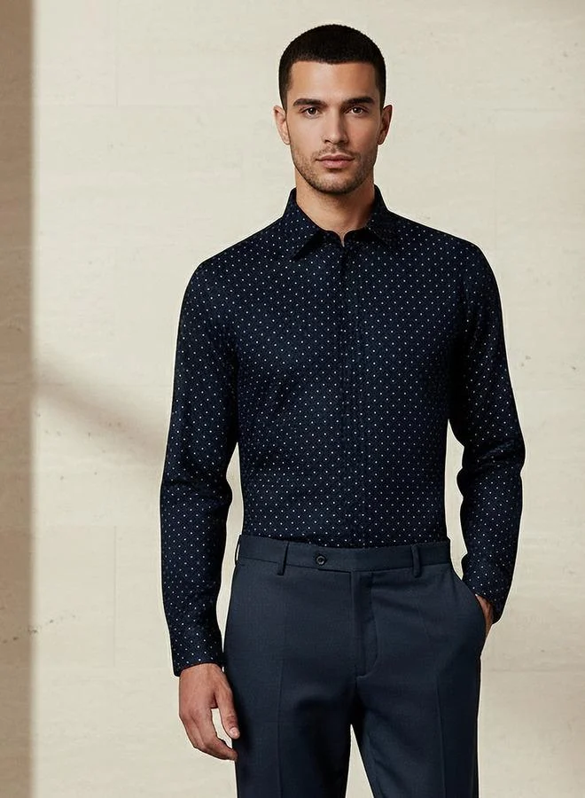 Splash FAV Men Slim Fit Collared Printed Long Sleeve Shirt