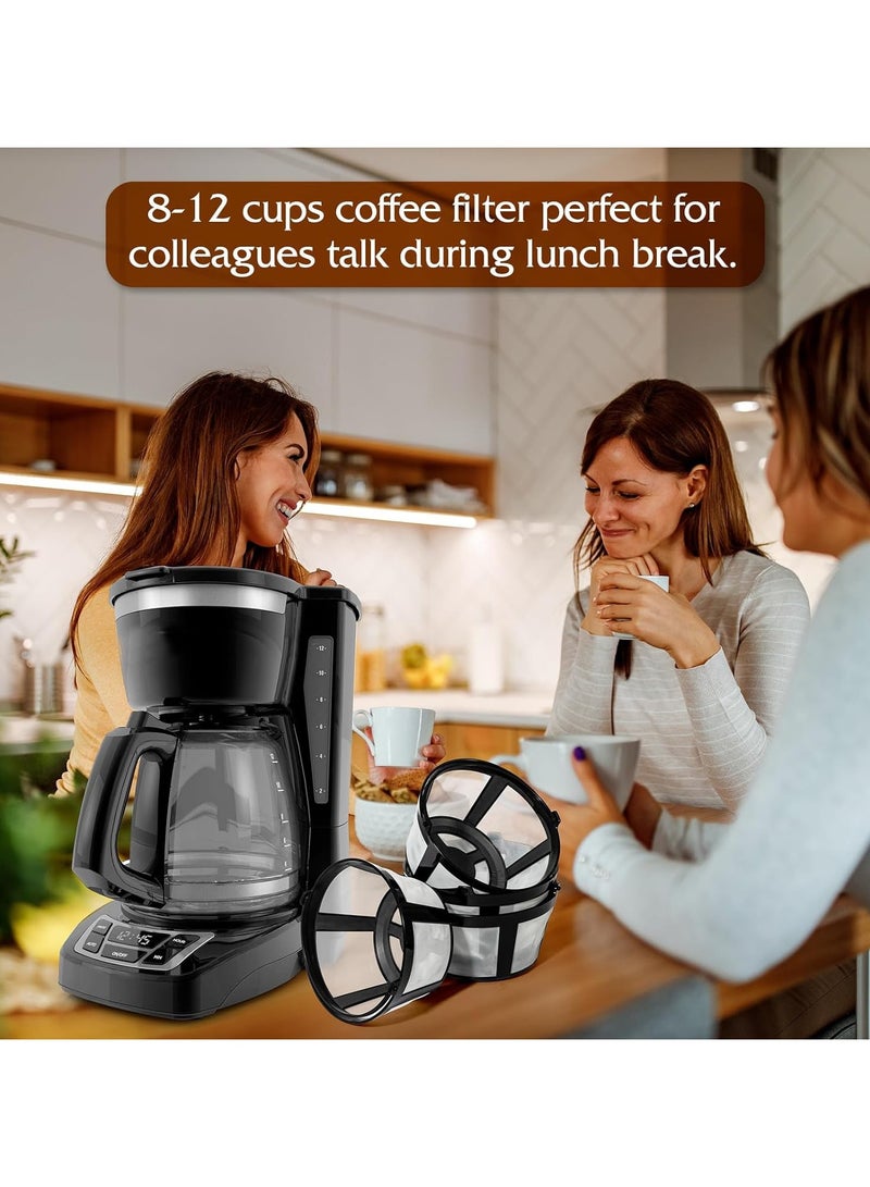 فانسكي 4 قطعة نوع قابلة لإعادة الاستخدام فلتر القهوة ، 8-12 فنجان قهوة دائمة سلة نوع فلتر القهوة - Image 3