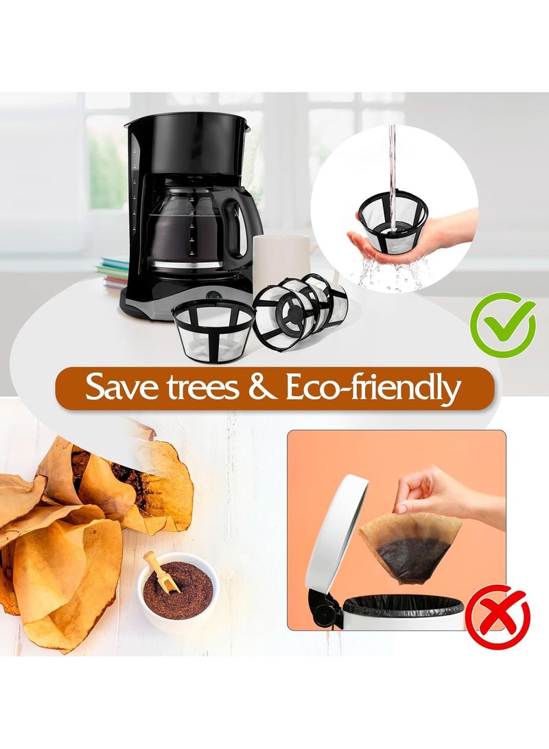فانسكي 4 قطعة نوع قابلة لإعادة الاستخدام فلتر القهوة ، 8-12 فنجان قهوة دائمة سلة نوع فلتر القهوة - Image 4