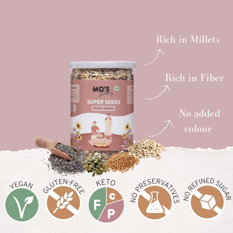 MOS خلطة بذور أوميغا الثلاثية من مو 400 جرام | غنية بالدهون الصحية | عالية الألياف | نباتية وكيتو - Image 3