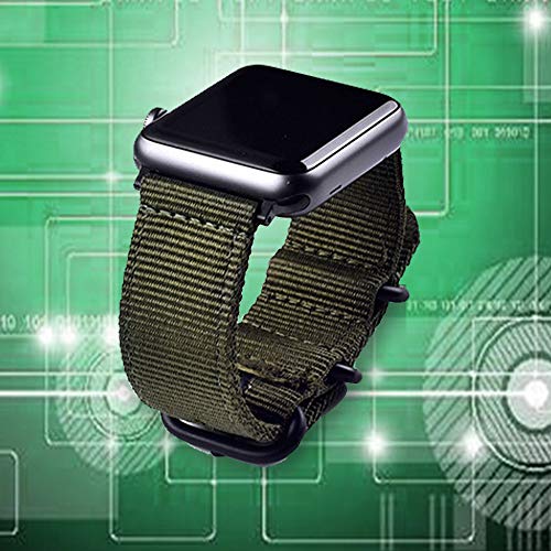CNYMANY 20mm Universal Ballistic Watch Band, Nylon Canvas Woven Loop Replacement Strap Wristband Buckle Fastener Adjustable Closure for Smart-watch Sport Fitness Tracker - Green - Image 4