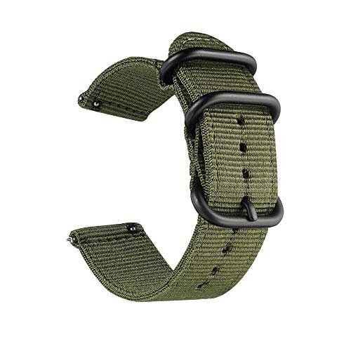 CNYMANY 20mm Universal Ballistic Watch Band, Nylon Canvas Woven Loop Replacement Strap Wristband Buckle Fastener Adjustable Closure for Smart-watch Sport Fitness Tracker - Green - Image 1