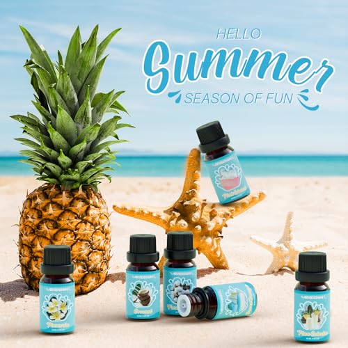 ARVIDSSON Summer Essential Oils Set, ARVIDSSON Tropical Fragrance Oil for Candle Making, Diffuser Scented Oil - Ocean Breeze, Pina Colada, Fresh Cotton, Pink Island, Plumeria, Coconut - Image 2