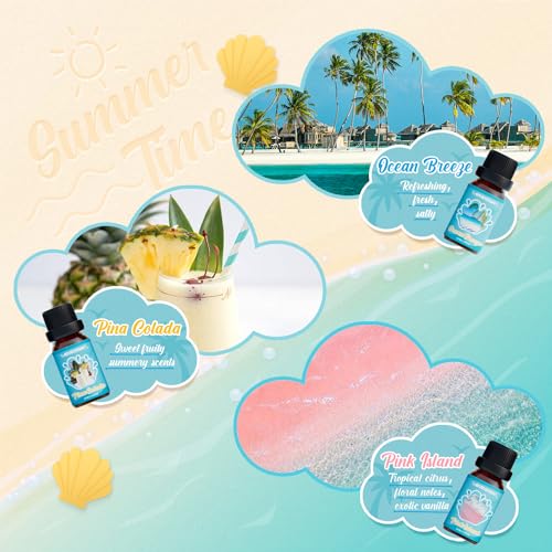 ARVIDSSON Summer Essential Oils Set, ARVIDSSON Tropical Fragrance Oil for Candle Making, Diffuser Scented Oil - Ocean Breeze, Pina Colada, Fresh Cotton, Pink Island, Plumeria, Coconut - Image 3