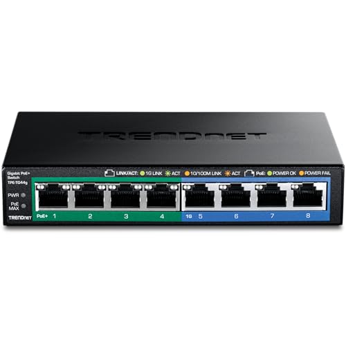 Trendnet مفتاح TRENDnet 8-Port Gigabit GREENnet PoE+ ، TPE-TG44G ، 4 x Gigabit PoE/PoE+ حتى 30 واط/منفذ ، 4 x Gigabit ، ميزانية طاقة 61 واط ، سعة مفتاح 16 جيجابت في الثانية ، مفتاح Ethernet غير مُدار - Image 5