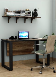 RIGID Steel Single Seater Workstation Desk with Wooden Top Black 75x120x60cm  - Image 1