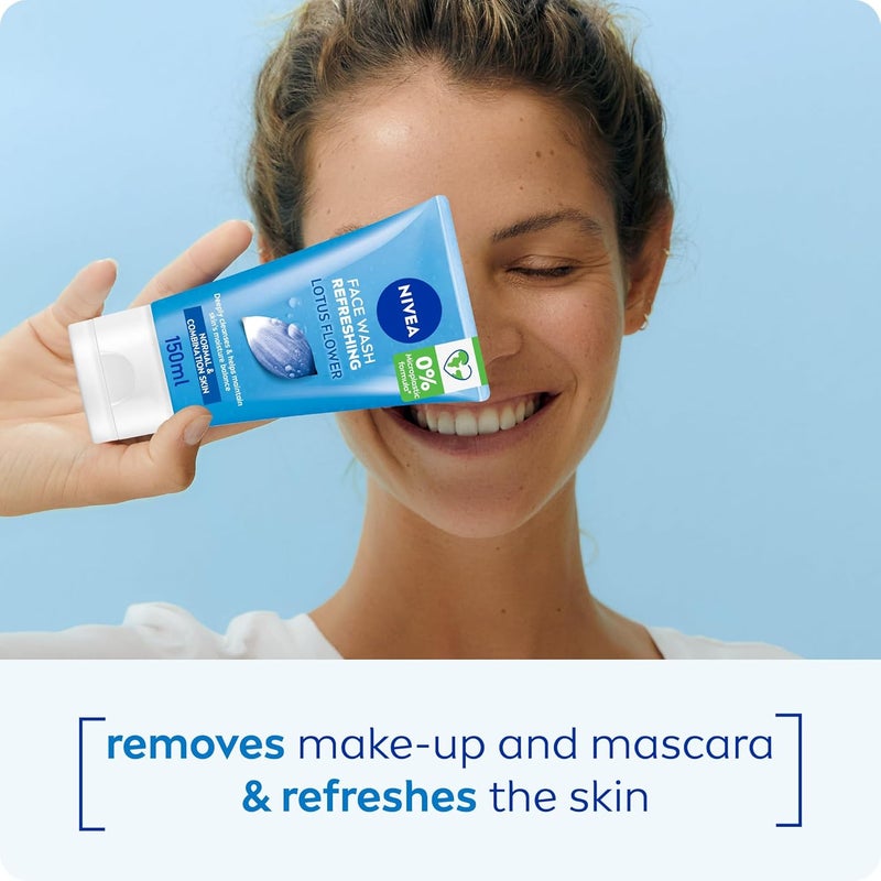 NIVEA Face Wash Cleanser, Refreshing Cleansing, Normal Skin, 150ml - Image 3