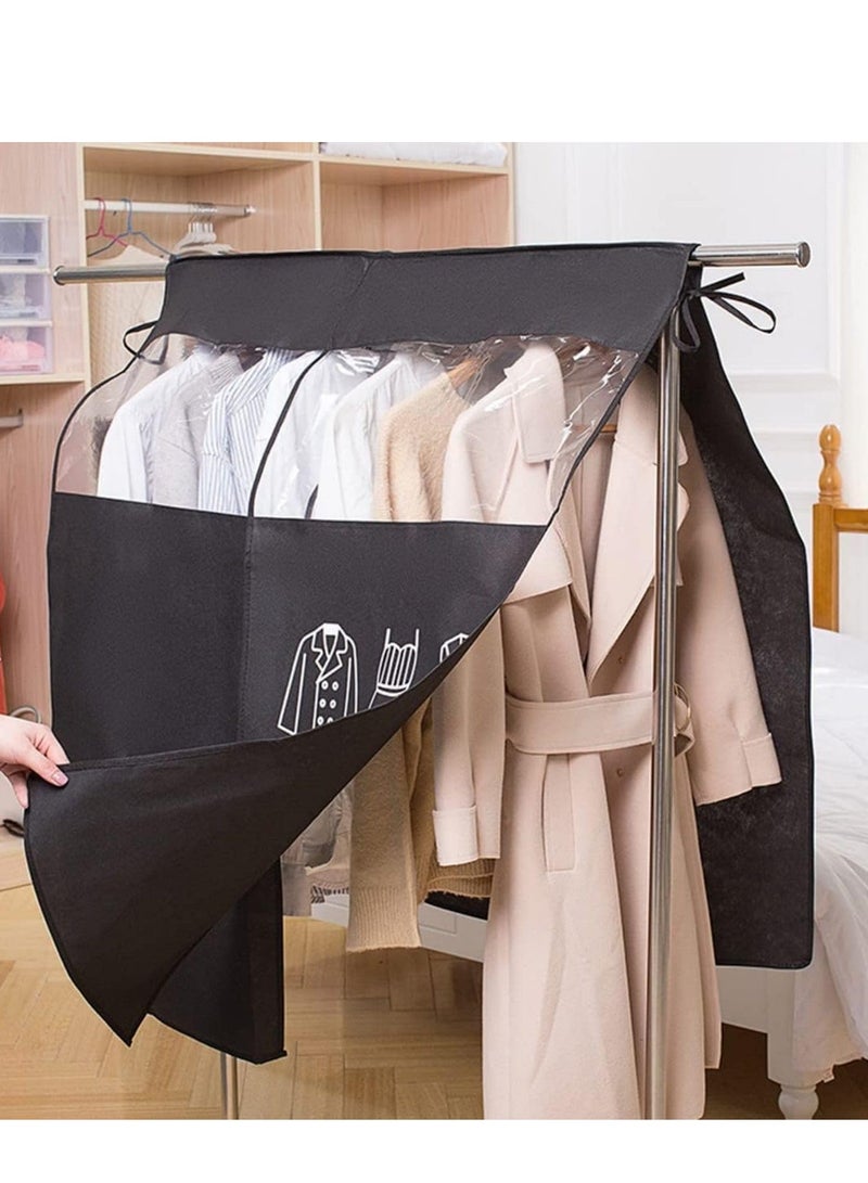 SOLARAE 2PCS Garment Covers Cover Clothes Rack Dustproof Clothes Covers Protection Against Moisture Clothes Cover Clear Breathable Waterproof Garment Covers with Magic Tape  (90 ×110cm, Style 02-Black+Beige) - Image 2