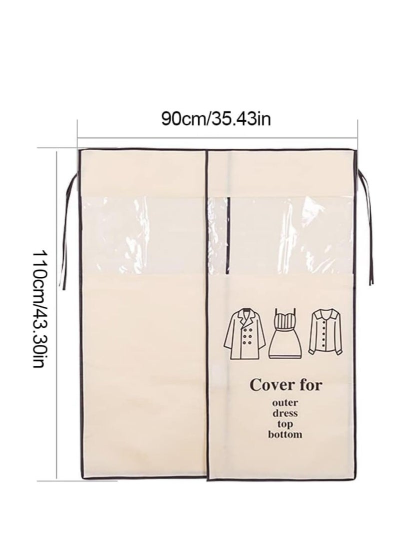 SOLARAE 2PCS Garment Covers Cover Clothes Rack Dustproof Clothes Covers Protection Against Moisture Clothes Cover Clear Breathable Waterproof Garment Covers with Magic Tape  (90 ×110cm, Style 02-Black+Beige) - Image 5