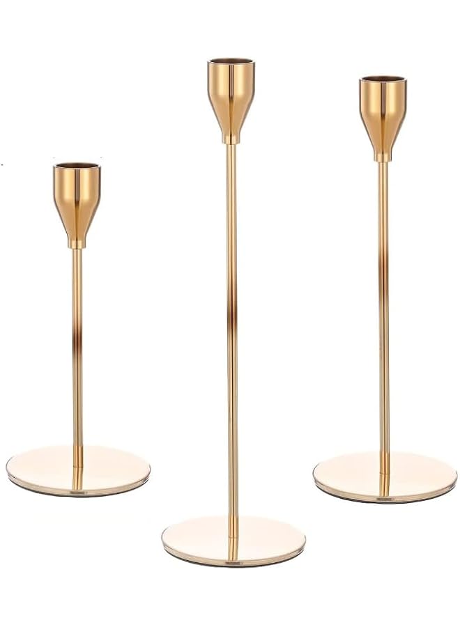 3pcs Imitation Gold Candle Holders,For Taper Candle,Candle Sticks,Candlestick Holder,Table Centerpiece Decorative