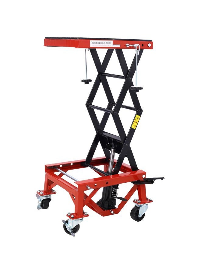 Tzou 300 Lbs Hydraulic Motorcycle Scissor Jack Lift Foot Step with 4 Wheels Jack Stand Portable Lift Table Heavy Duty Hydraulic Motorcycle Lift Table Adjustable Lift Jack Stand for Small Dirt Bikes - Image 1
