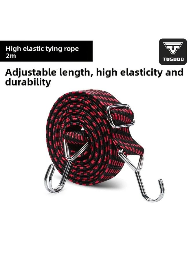 TOSUOD حبل مطاطي مرن باللونين الأحمر والأسود طوله 78 بوصة قابل للتعديل، مرونة عالية لحقائب الدراجات النارية والتخييم في الهواء الطلق - Image 1