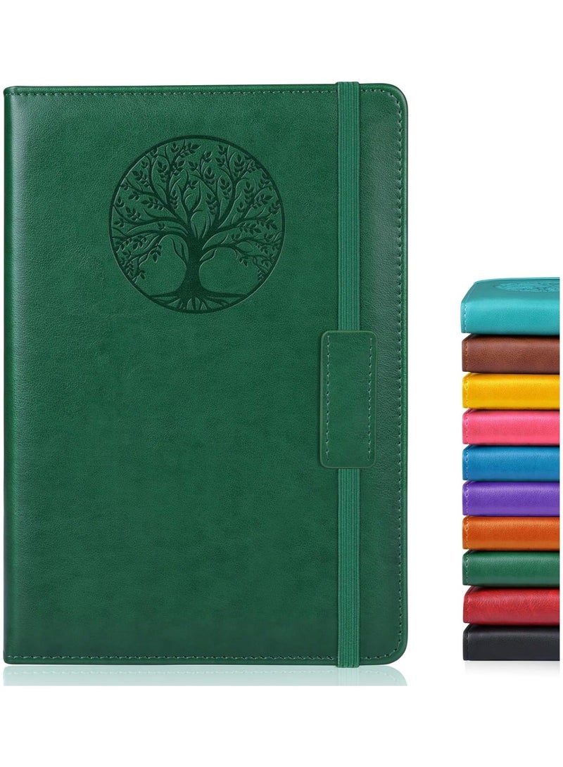 SUZZ 256 Pages Hardcover Notebook , A5 Leather Lined Journal Book For Women and Men Writing,Travel,Business,Work and School,College Ruled Notebooks for Note Taking,Diary Notepad 5.7"×8.3",Green - Image 1