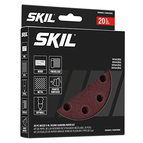 SKIL 20-Piece Mixed 5 in. 60/80/120/240 Grits Round Sanding Paper Kit for SKIL Sanders SR211601/SR6604B-10/SR660302 - CDA9003 - Image 2