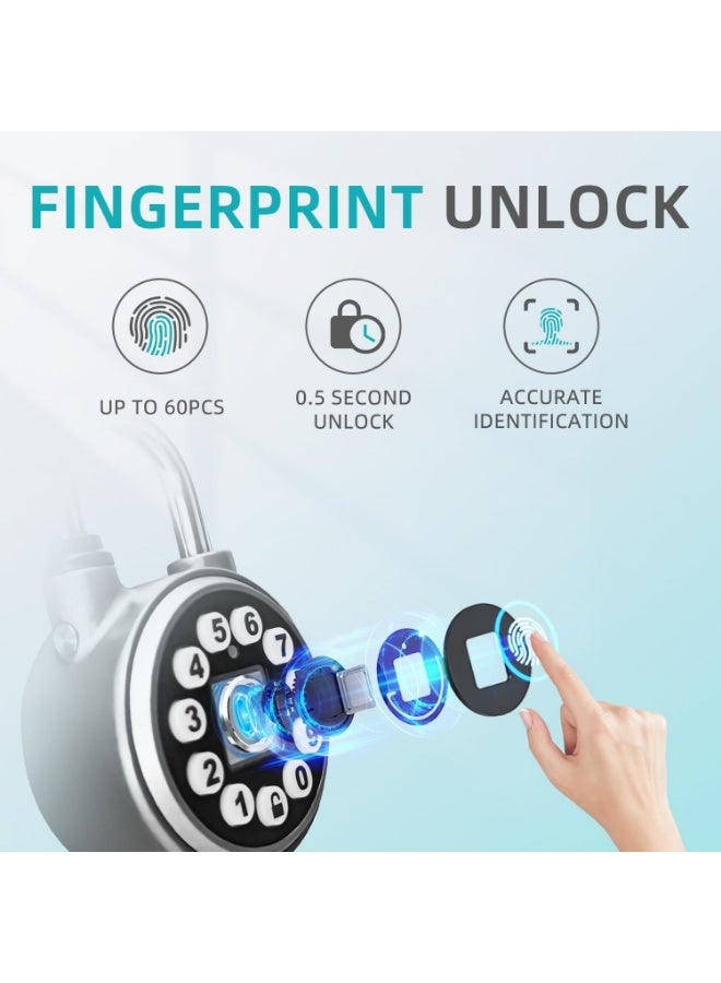 Fingerprint Padlock, Bluetooth Pad Locks with Code, Water Resistant Smart Padlocks with Mobile App, Suitable for Gym, Sports Facilities, Bicycles, Schools, Luggage and Lockers - Image 3