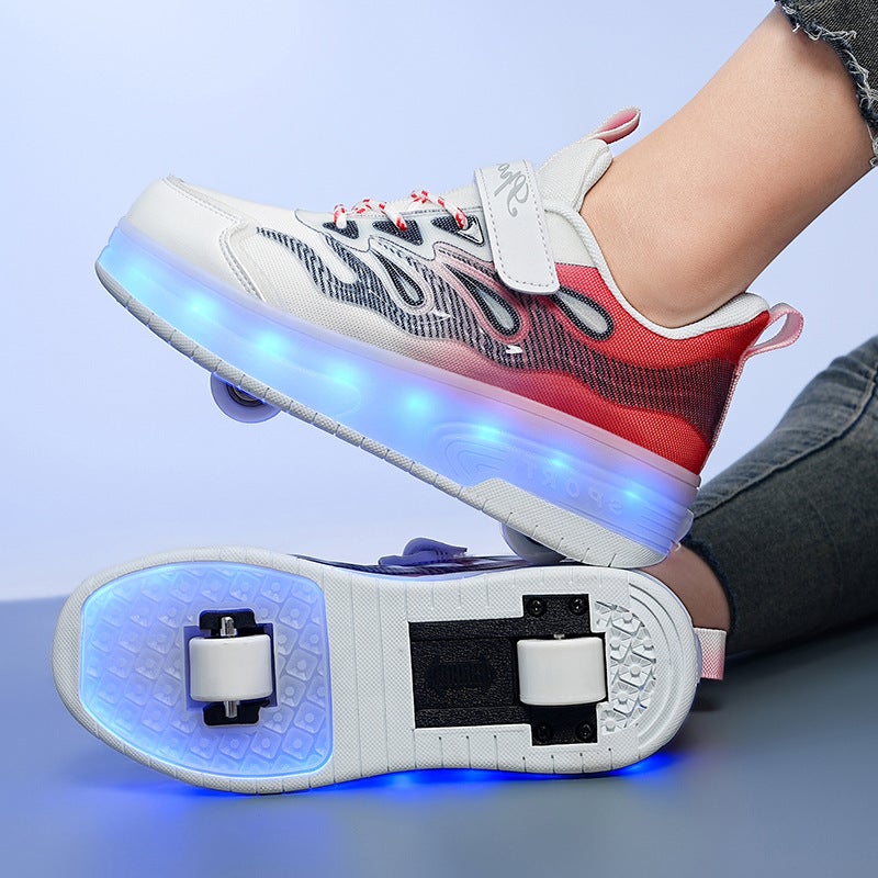 Affordable Kids' Roller Skates Wholesale - 4-Wheel Transforming Glowing Skateboard for Girls and  Boys - Image 1