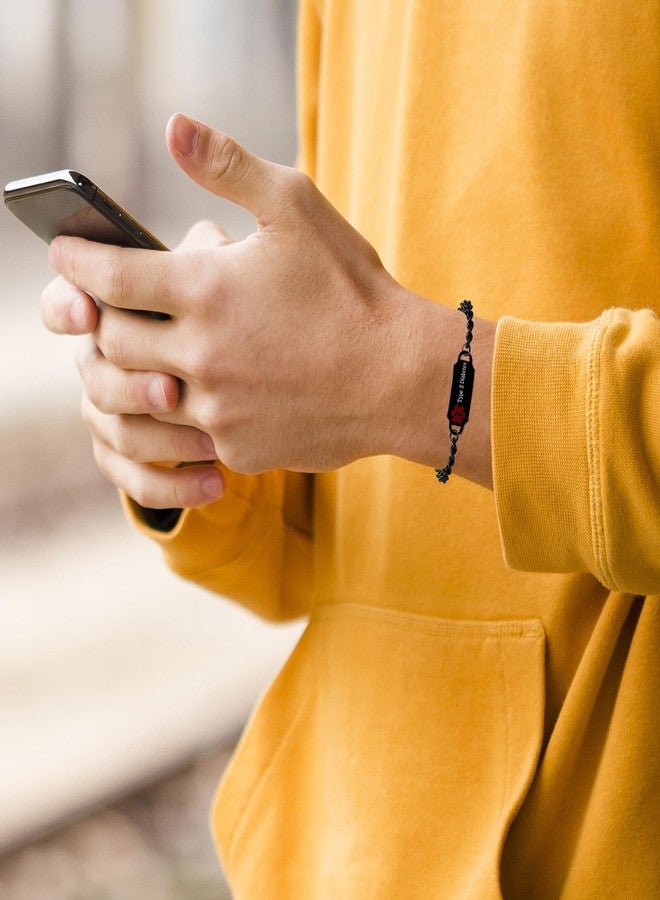 Uloveido Type 2 Diabetes Medical Alert Bracelet - Stainless Steel Cuban Link Chain Bracelets for Women and Men YA4983 (Black) - Image 2